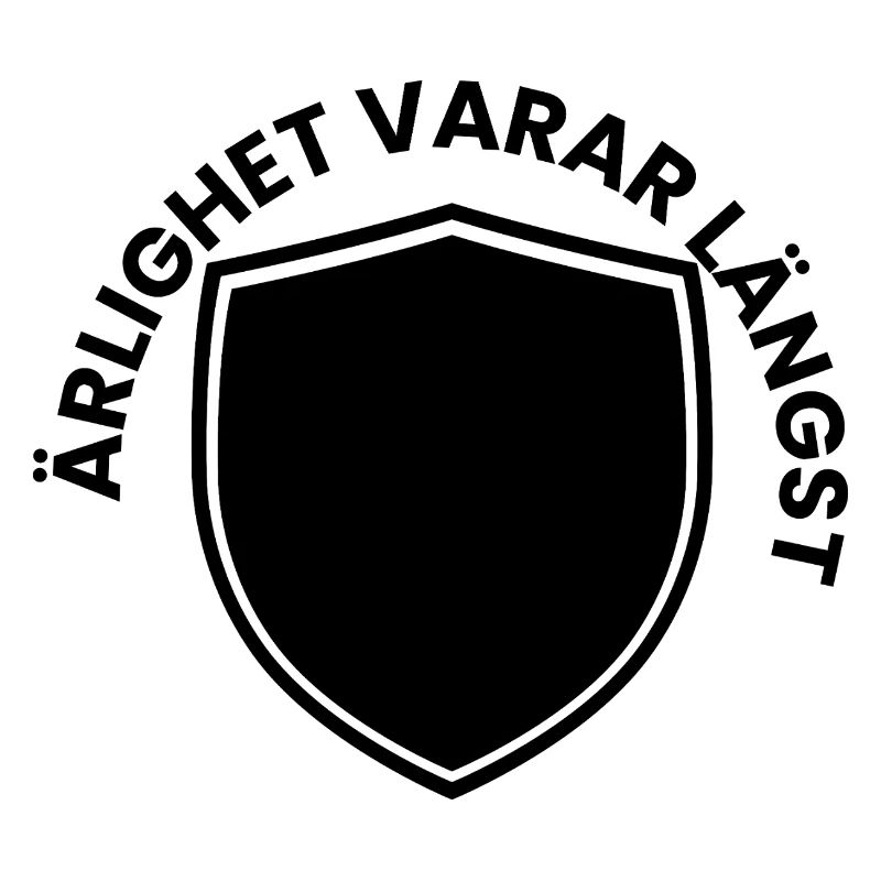 Black shield with white border emblem