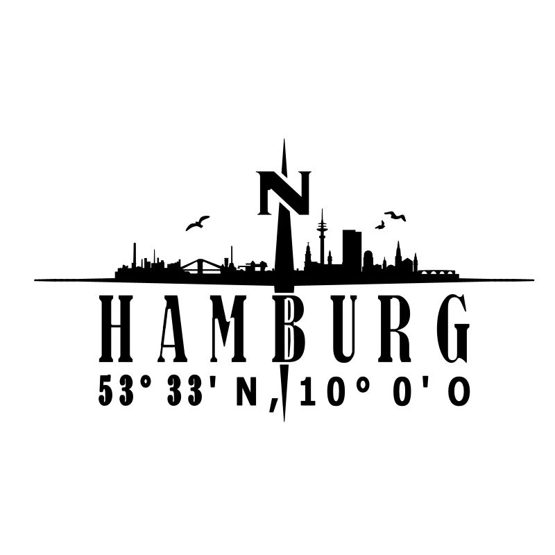 Skyline Hamburg mit Kompass