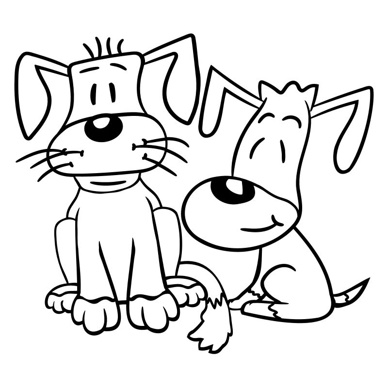 2 Hunde Team Sitzen Zwei Freunde Crew Glücklich