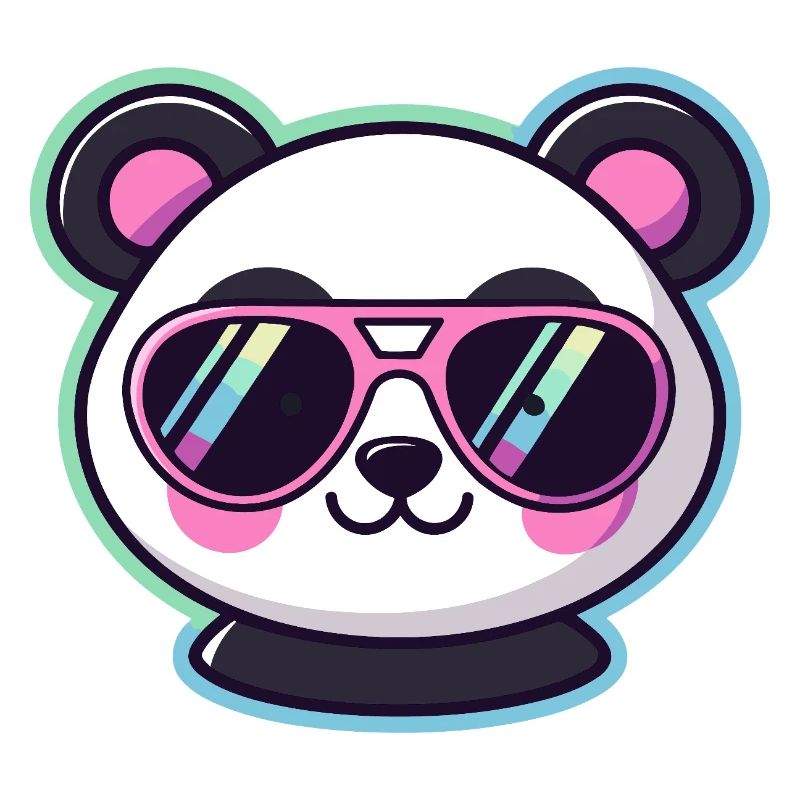 Panda pop rétro lunettes rose