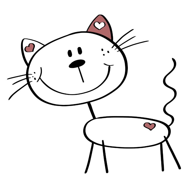 Kleine Katze mit Herzchen - Strichmännchen Comic