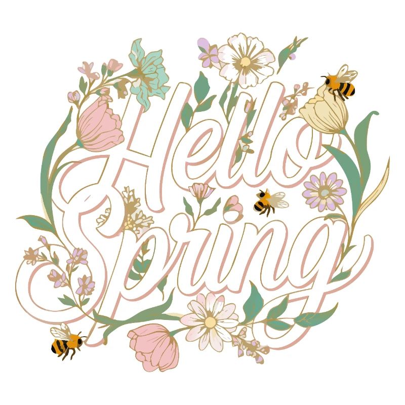 Hello Spring – Spring Flowers & Bees T-Shirt