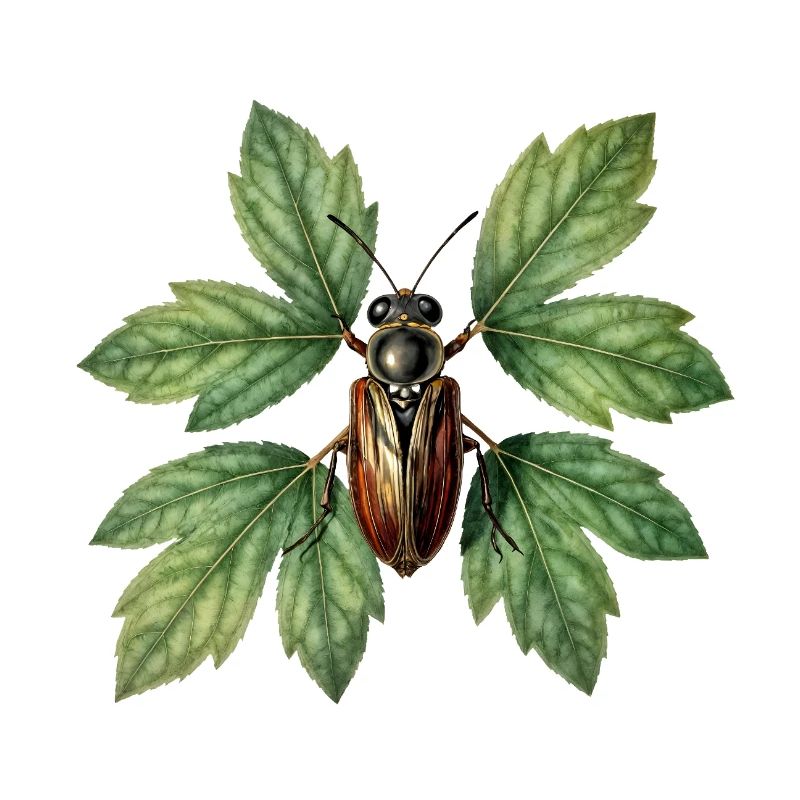 Insecte coléoptère sur feuillage verdoyant