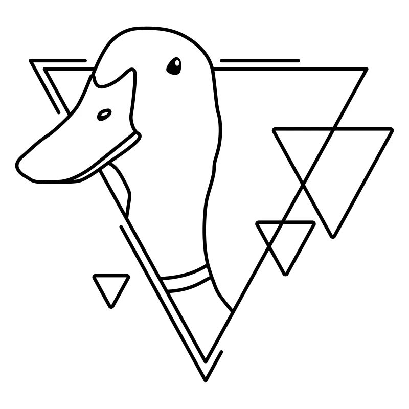 Duck in Geometric Shape - Line Art Design