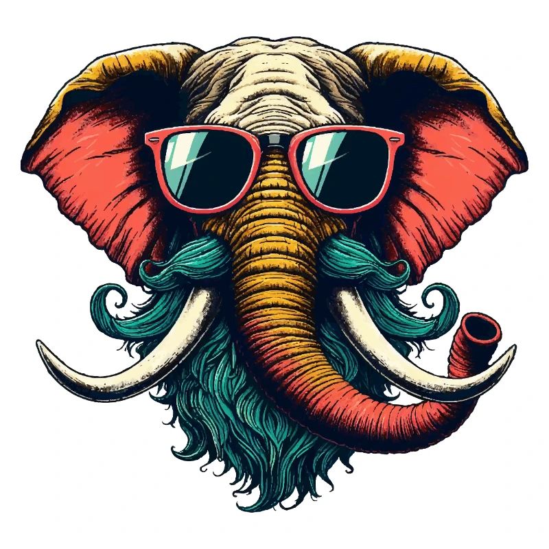Cool Hipster Elephant Face Moustache Barbe