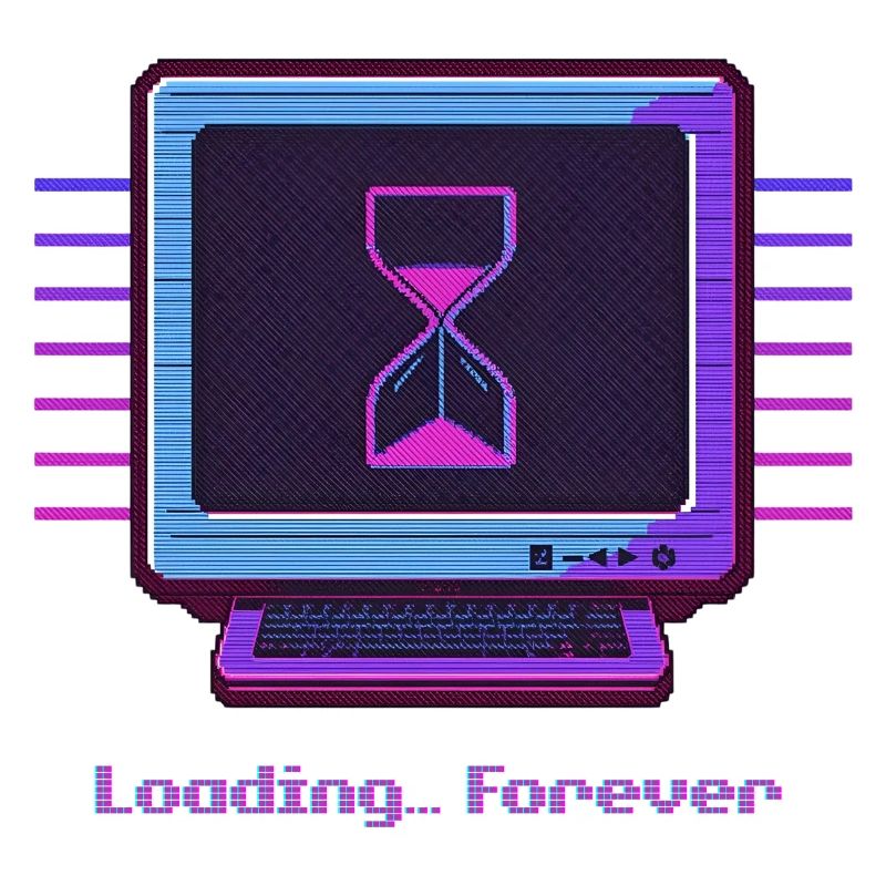 Chargement permanent du design néon rétro du PC
