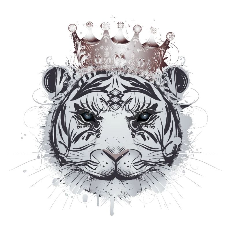 White Tiger with Crown – Elegant Big Cat