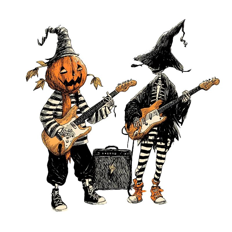 Illustration du groupe de rock Pumpkin & Skeleton