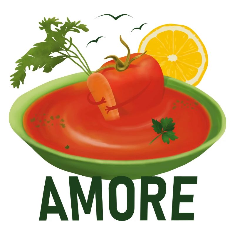 Câlin de tomates et de carottes dans une soupe à la tomate
