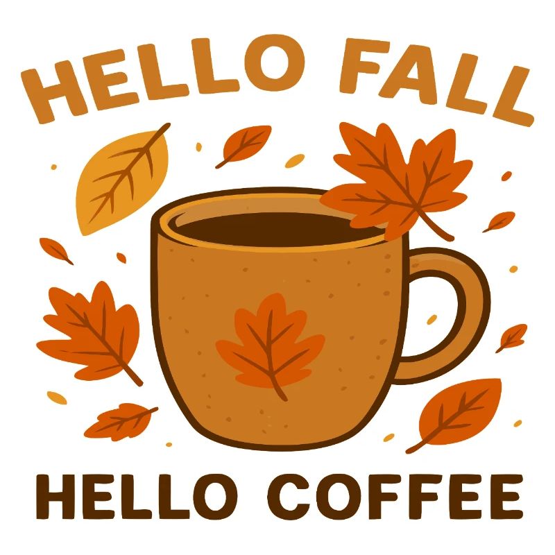 Herbstliches Kaffee-Motiv mit Blättern