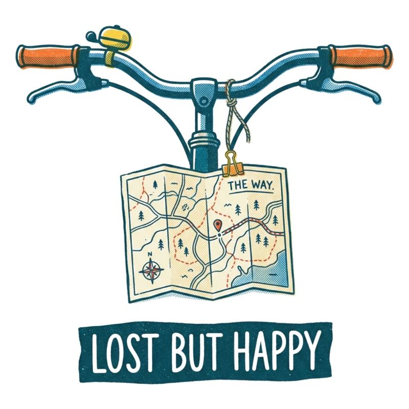 Art de vélo Risograph perdu mais heureux