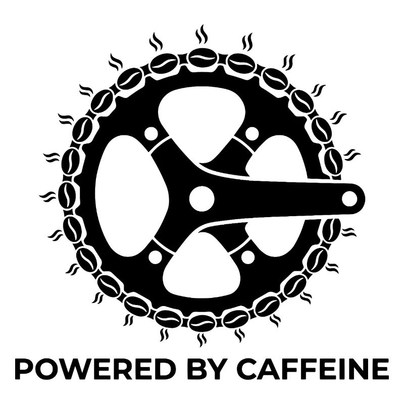 Manivelle de vélo « Alimenté par la caféine » avec grain de café