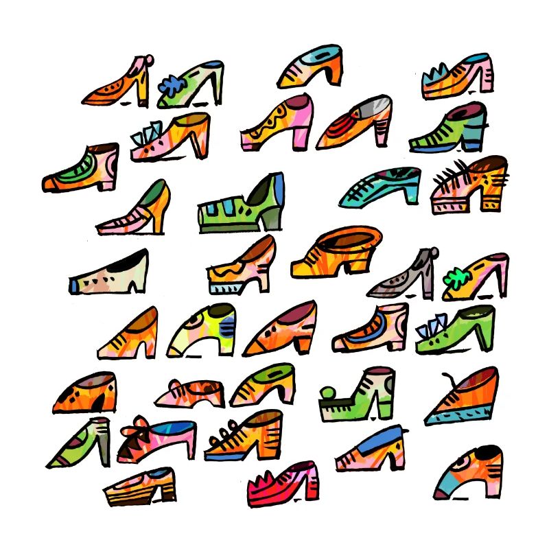 Bunte Schuhvielfalt Muster