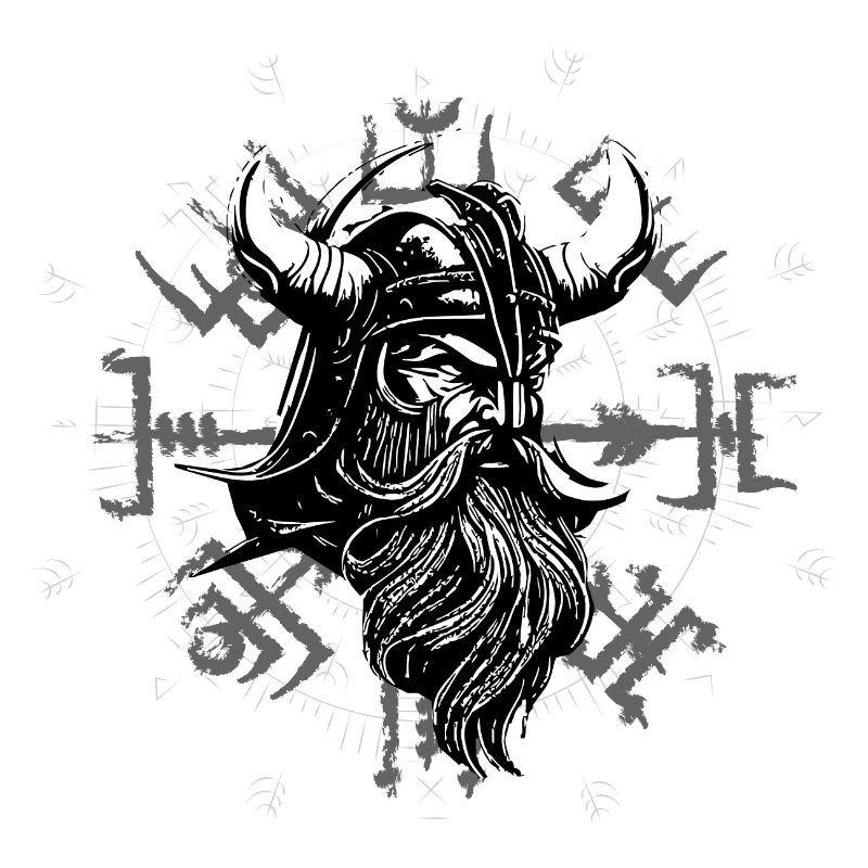 Vegvísir mit Wikingerkopf