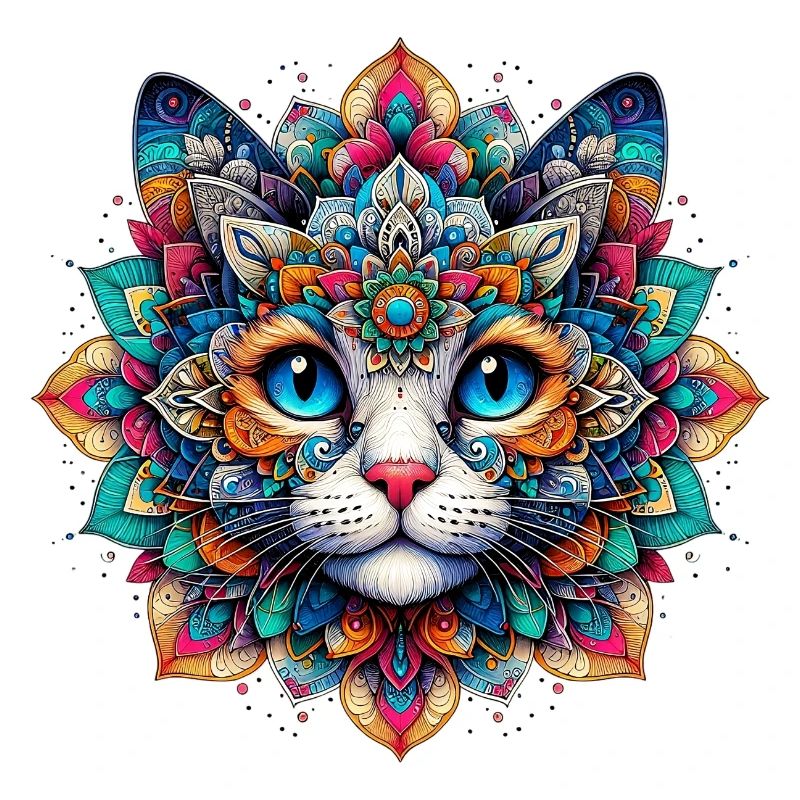 Chat décoré de Mandalas