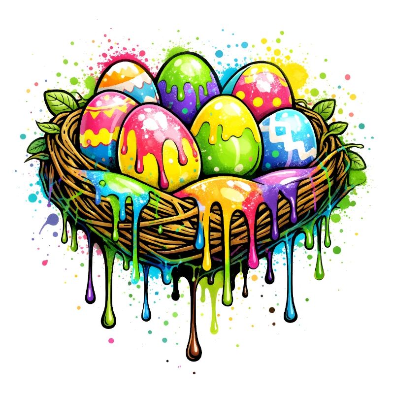 Colorful Easter nest in graffiti style