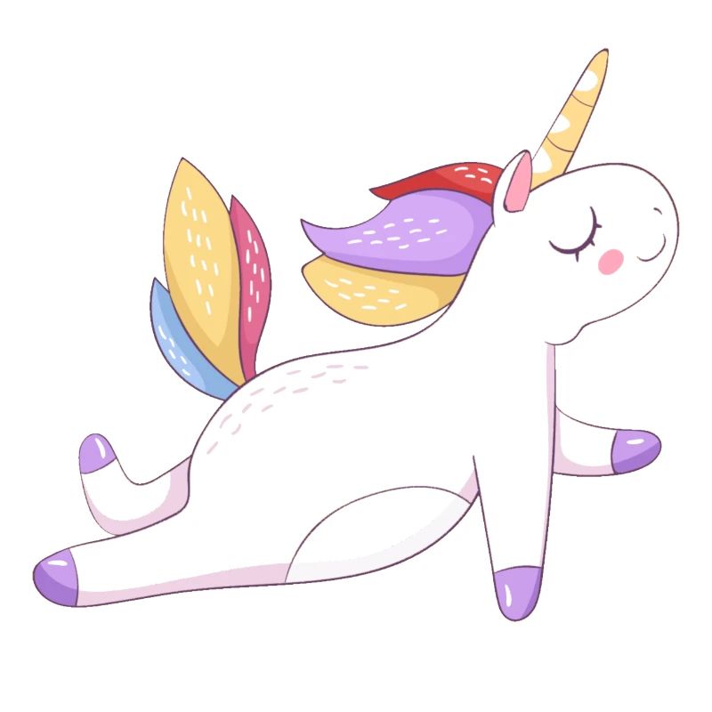 Buntes Einhorn sitzend, Pastellmuster