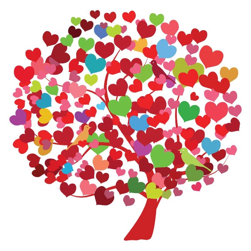 Herzbaum Illustration mit bunten Blättern
