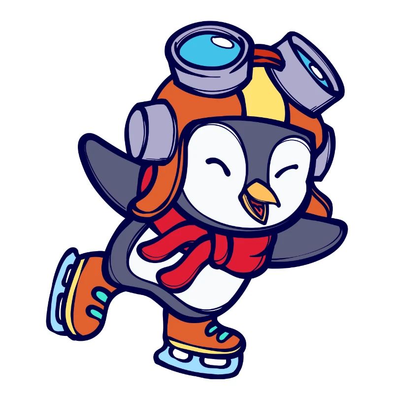 Cool Cute Penguin Animal Bird Ice Skating Cold