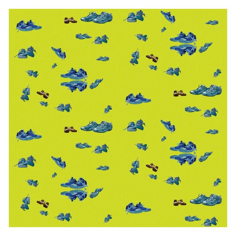 Blue Sneaker Pattern NeonYellow Yellow-Green