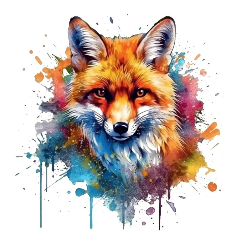 Fuchs Portrait in Farbexplosion