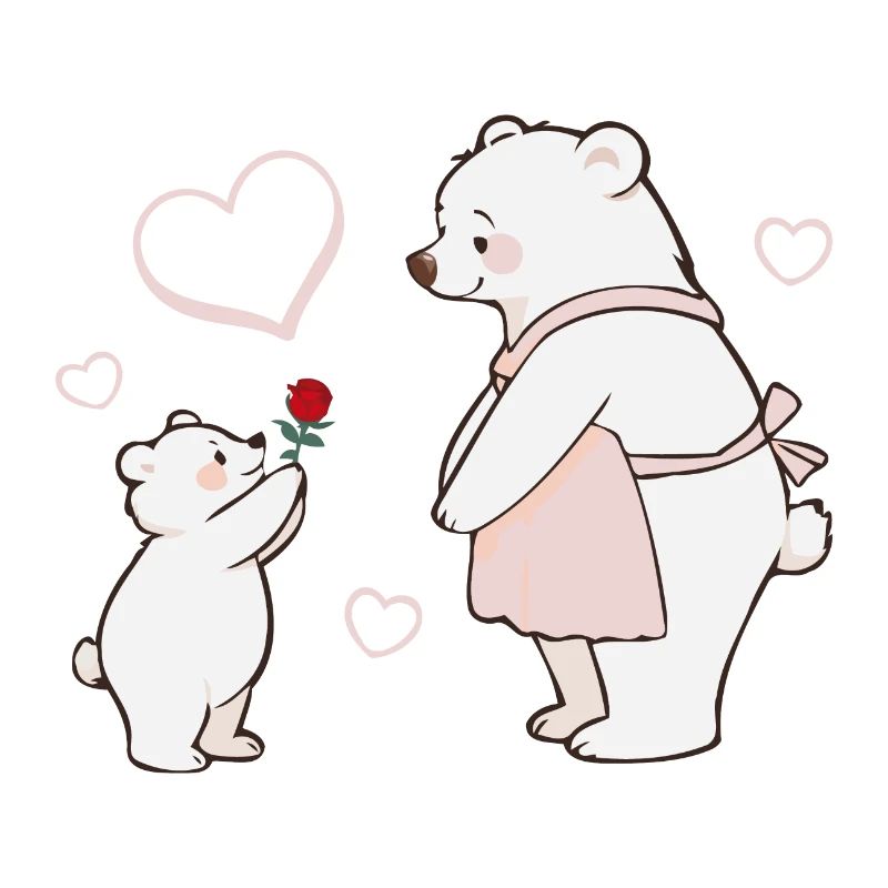 Mutter und Kind Bären Muttertag Herzen