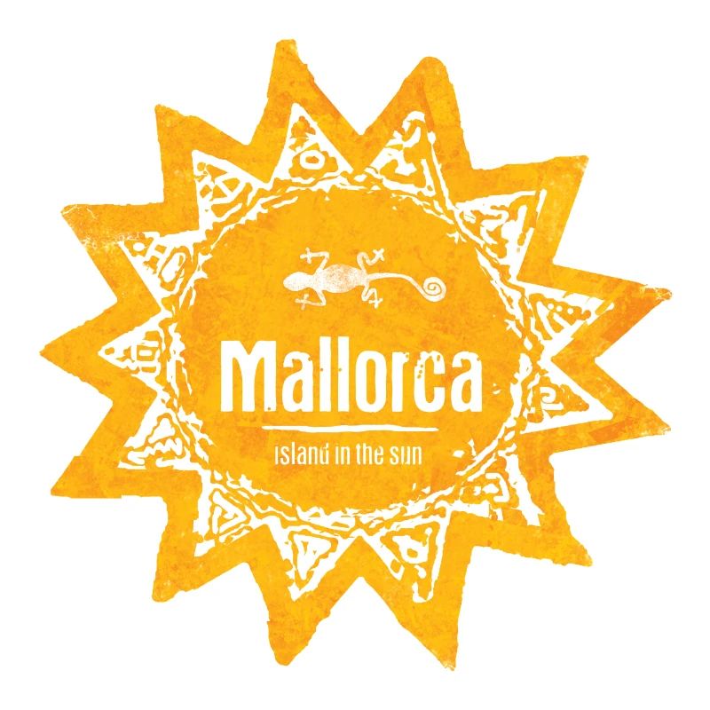 Logo du soleil de Majorque avec gecko et soleil