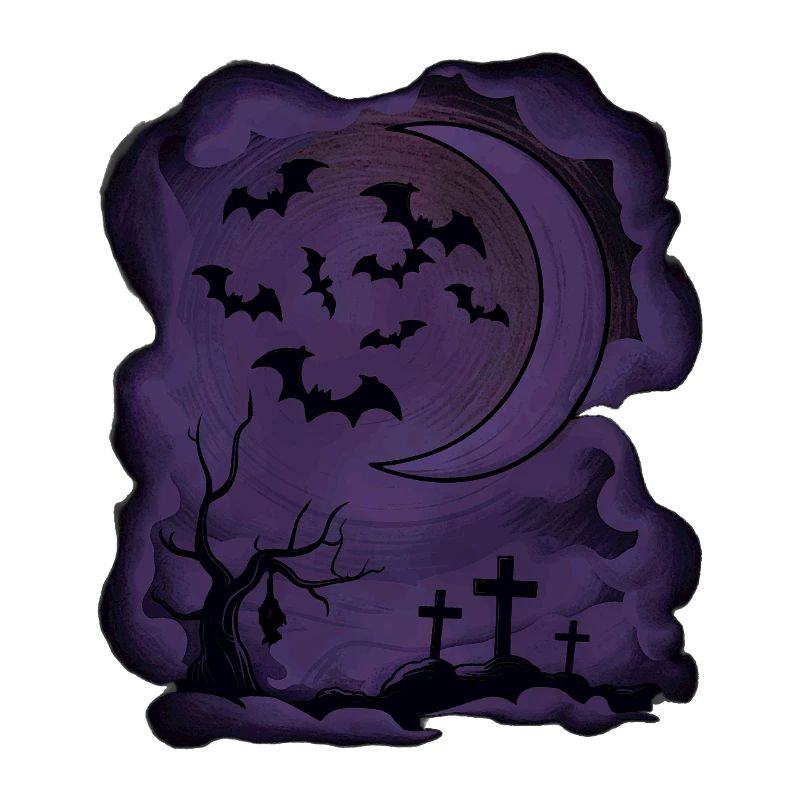 Fledermäuse, Mondsichel, Gräber, Bäume