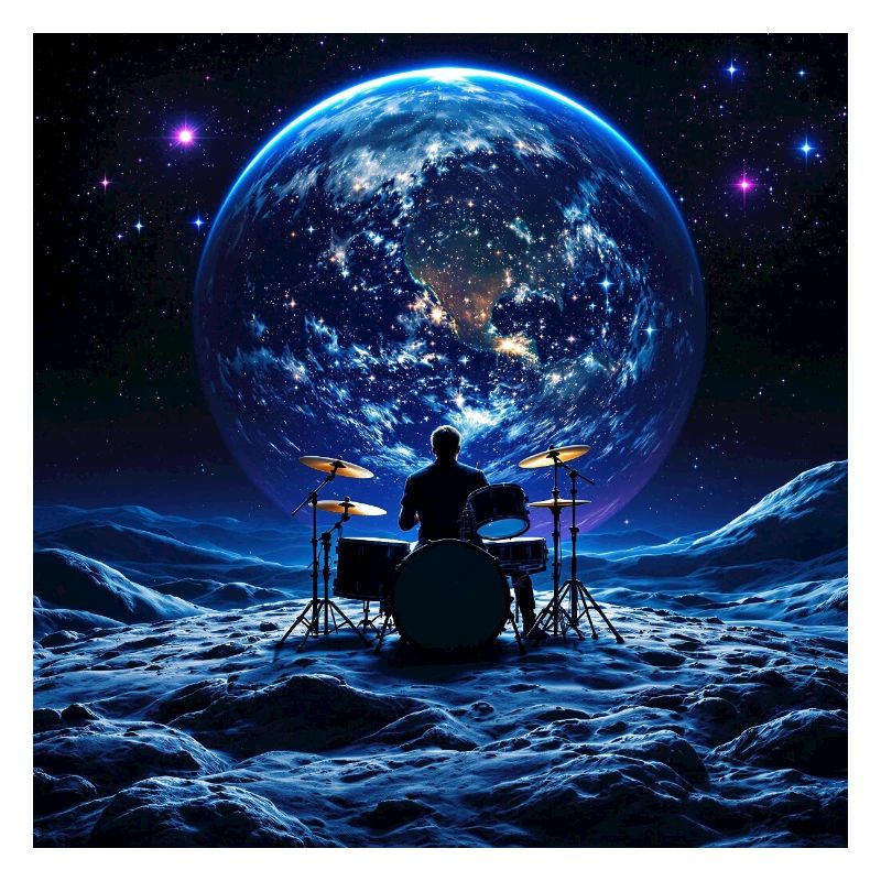 Batteur sur la Lune devant la Terre dans l’espace