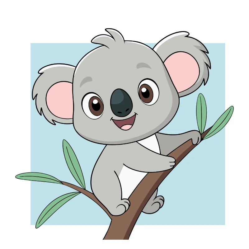 Bébé koala joyeux sur une branche (v02)