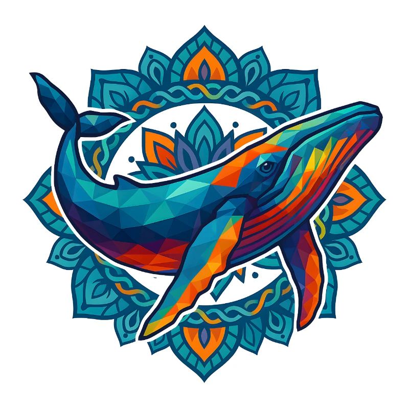 WPAP Polygon Stil Tiere Wal Blumen Kranz