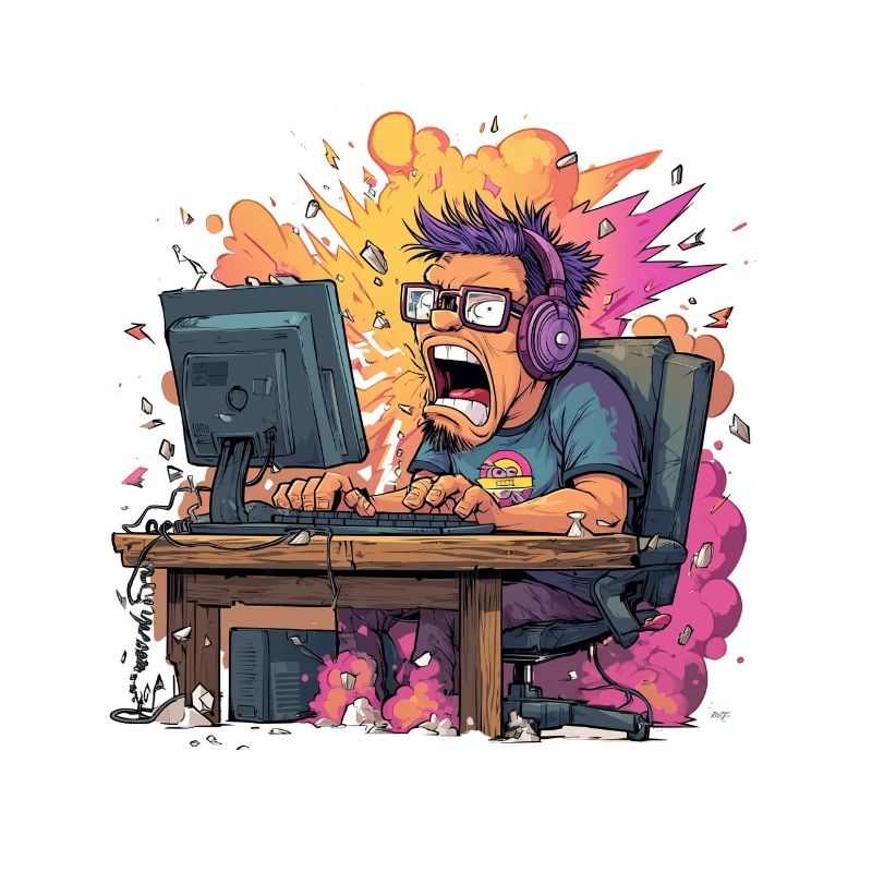 Gaming Rage Explosion – Joueur en mode Rage