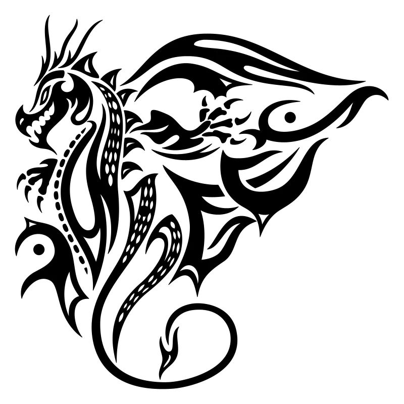 Seitlicher Tribal Drache Design mit Flügel