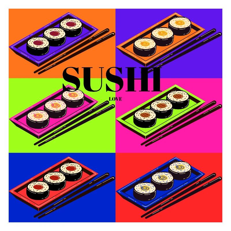 Design de sushi coloré avec un style pop art