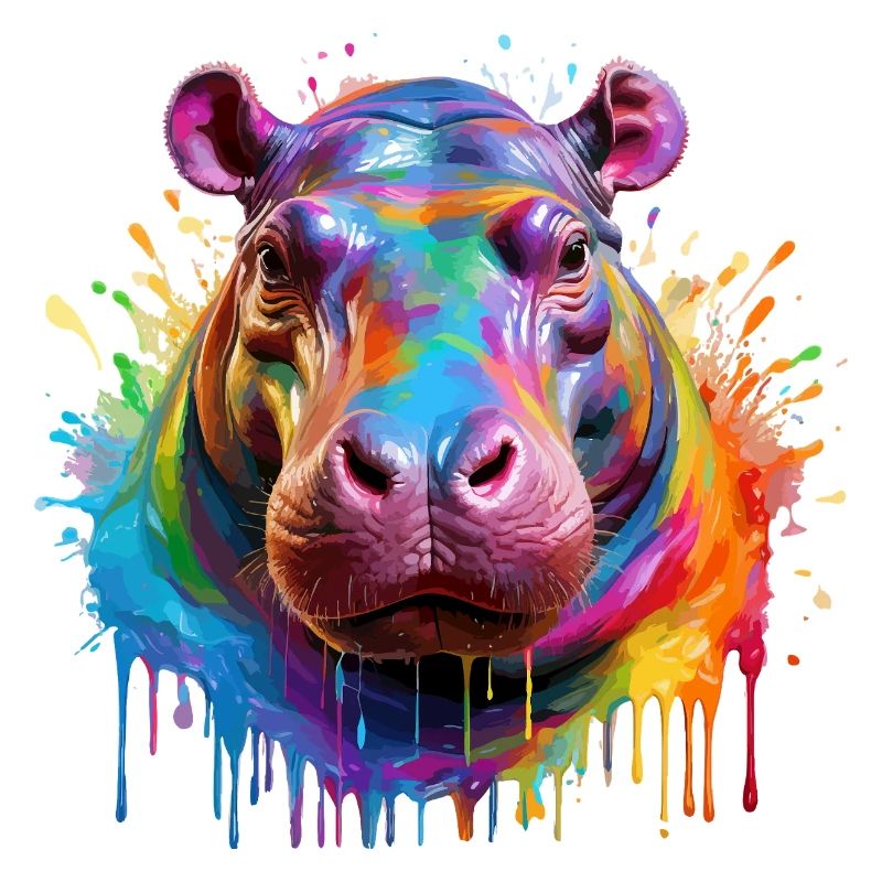 Bunter Hippo Farbexplosion