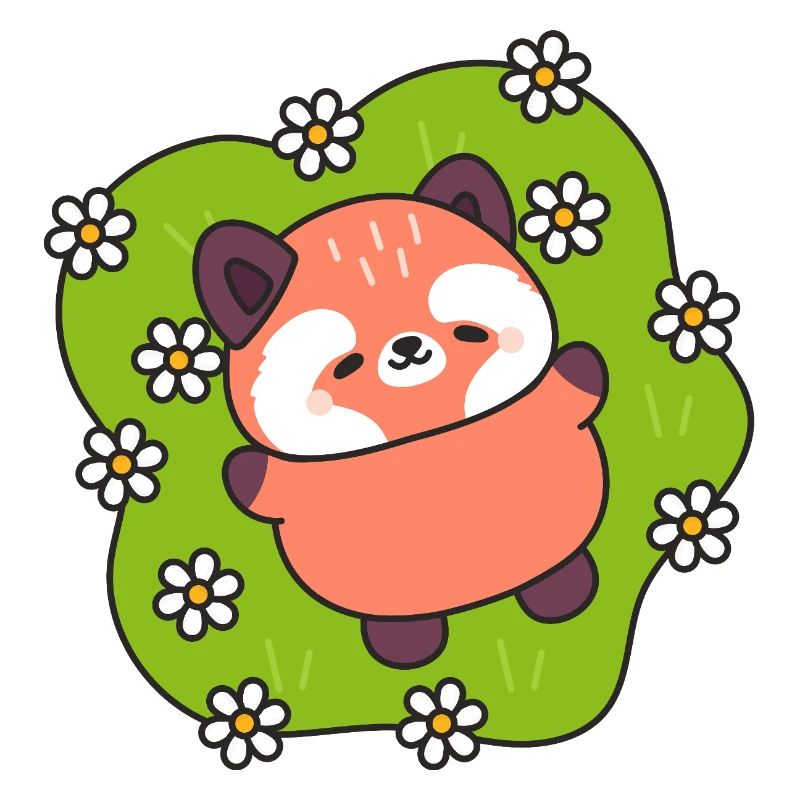 Glücklicher Panda auf Daisy Meadow