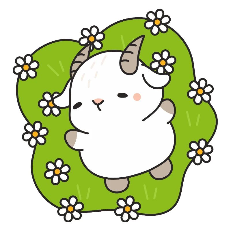 Kawaii Lamm Gänseblümchen