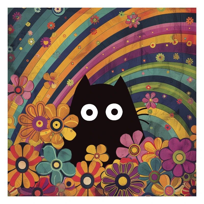 Chat en fleur Chats d’été Chat image arc-en-ciel