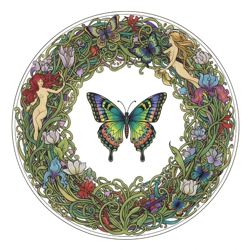 Cercle de fleurs papillon image de rêve