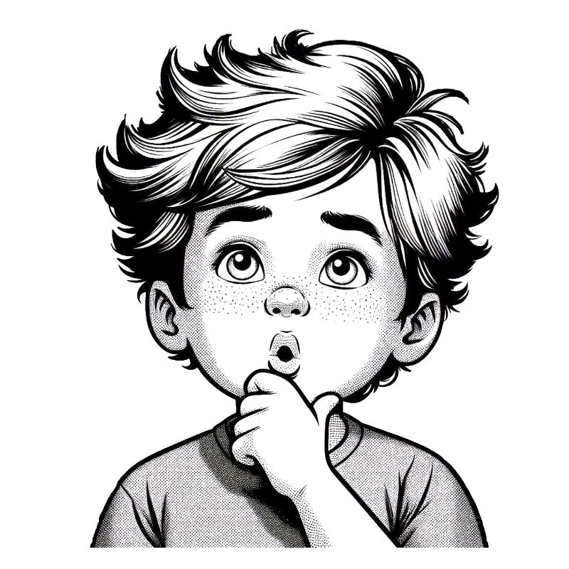 Garçon surpris et réfléchi | Garçon réfléchi