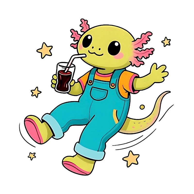 Glücklicher Axolotl, der im All schwebt