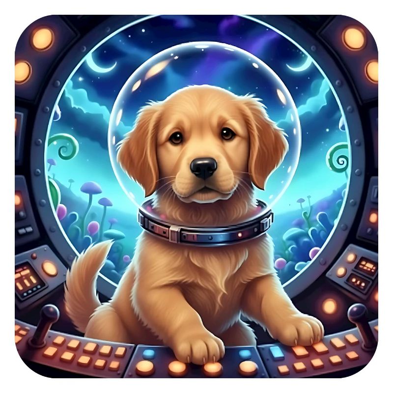 Astronaute chiot avec un casque spatial