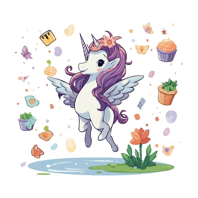 Pastel Unicorn with Confetti Magic