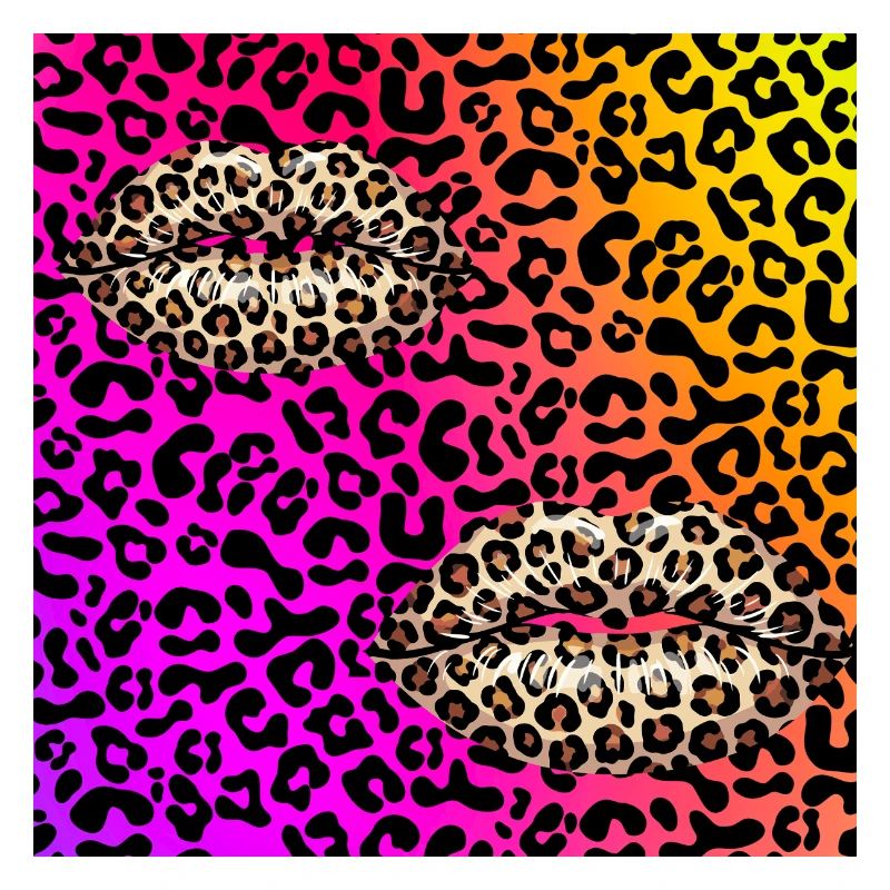 Leopard Lips on Neon Gradient
