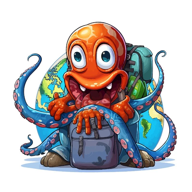 Travel Octopus with Globe