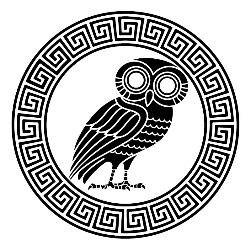 Griechisches Symbol der schwarzen Eule