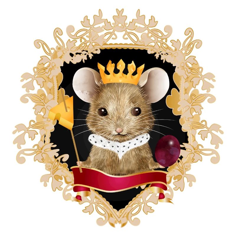 Souris avec couronne de fromage dans un cadre royal