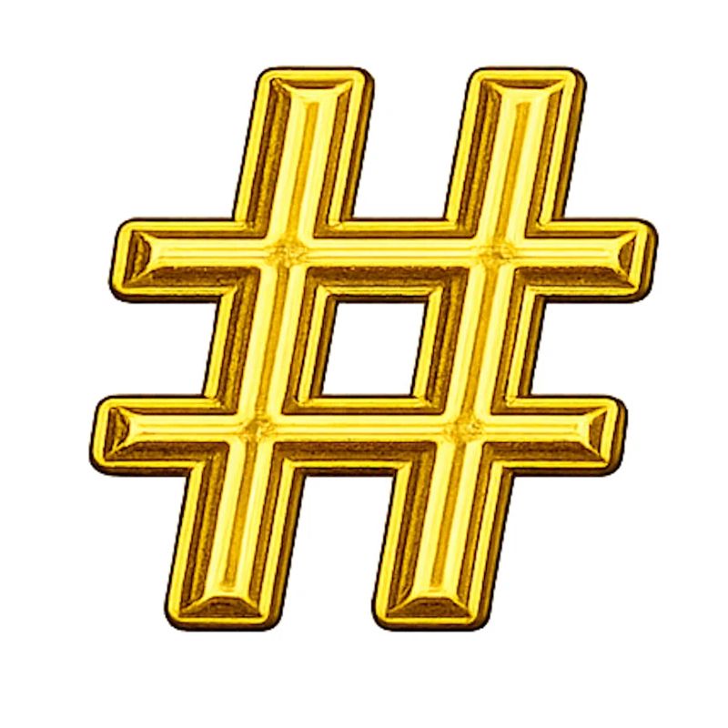Emblème du hashtag doré