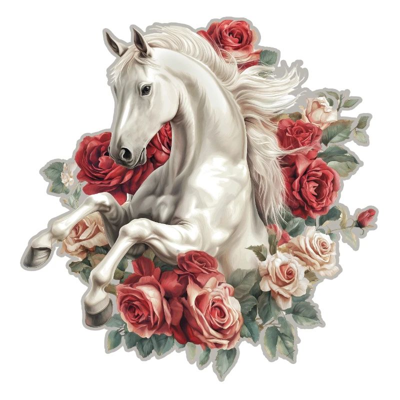 Pferd mit Rosen