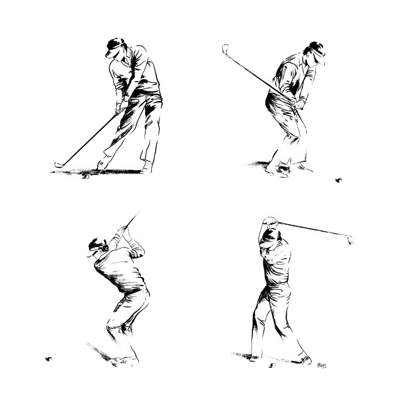 Illustration de 4 joueurs de golf.